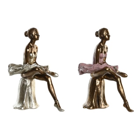 Deko-Figur DKD Home Decor Rosa Weiß Ballett-Tänzerin 15 x 10 x 19 cm (2 Stück)