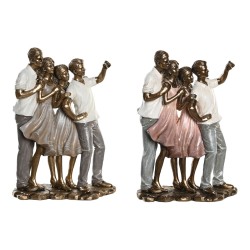 Figurine Décorative DKD Home Decor 18 x 10 x 25 cm Rose Doré Blanc Famille (2 Unités)