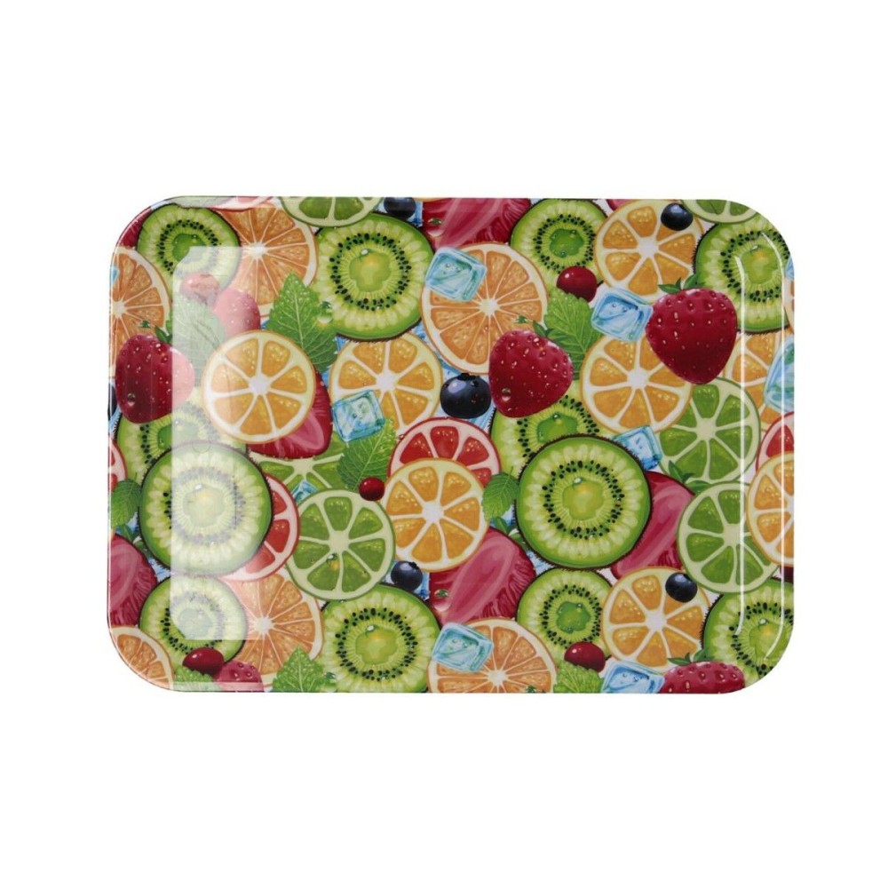 Plateau de petit déjeuner Quid Habitat Multicouleur Plastique 32 x 23 x 1,7 cm Avec des poignées Fruits (12 Unités)