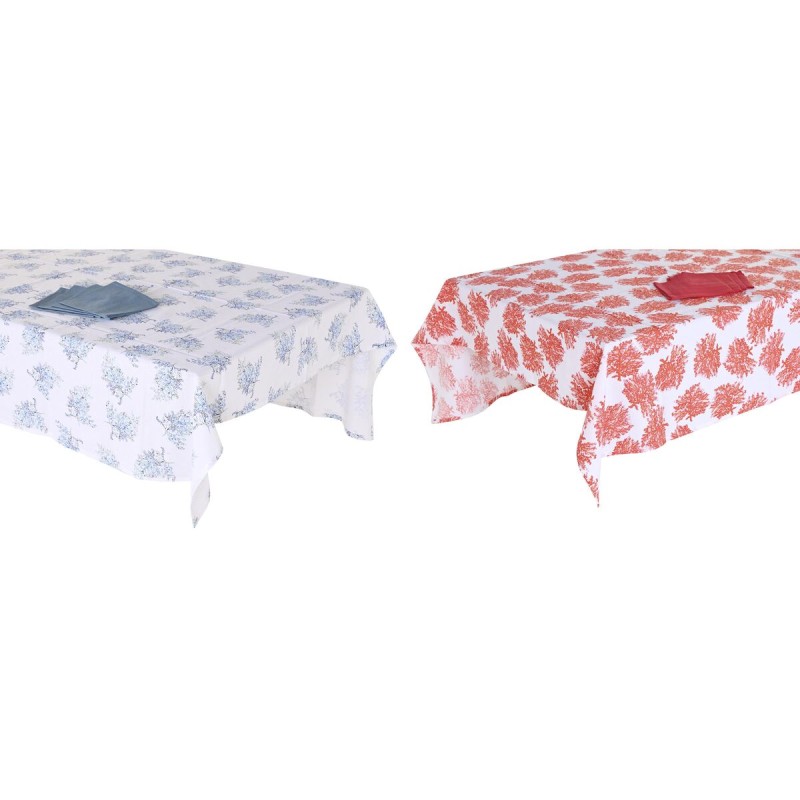 Nappe et serviettes de table DKD Home Decor 150 x 250 x 0,5 cm Bleu Fuchsia Blanc (2 Unités)