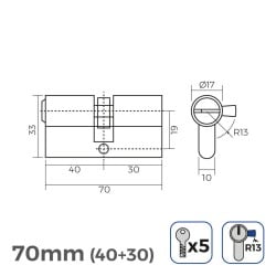 Cylindre EDM 150 ml Doré Laiton Came courte (70 mm)