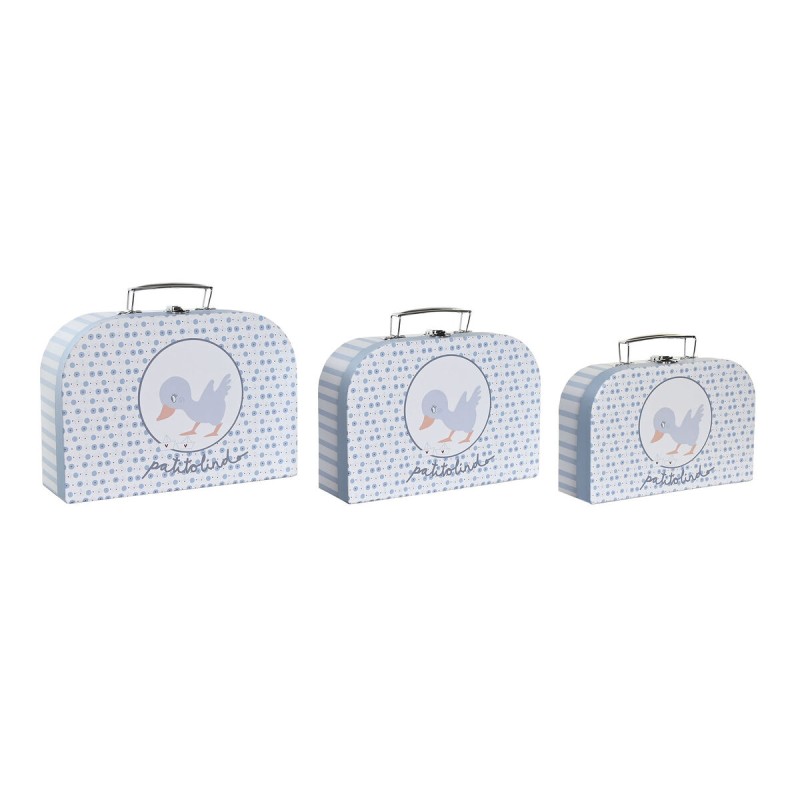 Set de boîtes décoratives DKD Home Decor 28 x 9,5 x 20 cm Bleu Métal Multicouleur Carton