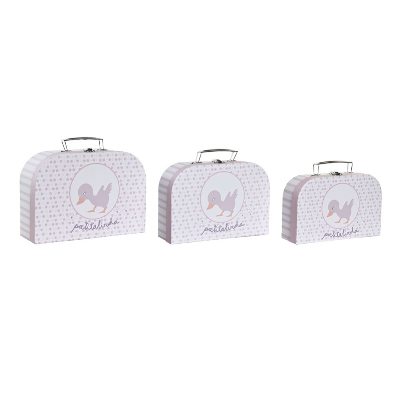 Set de boîtes décoratives DKD Home Decor 28 x 9,5 x 20 cm Rose Métal Multicouleur Carton