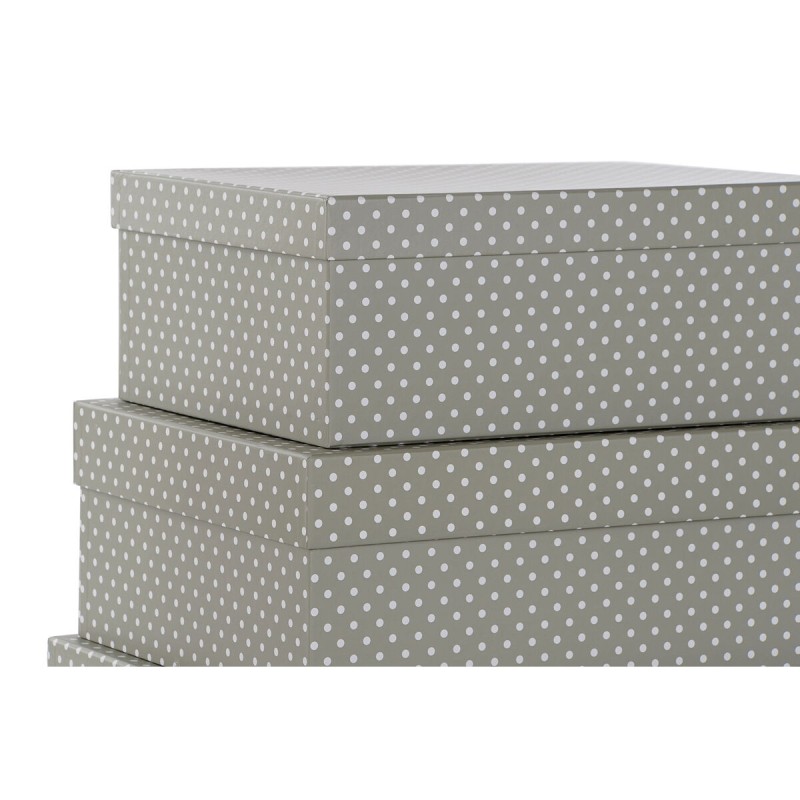 Set of Stackable Organising Boxes DKD Home Decor Mouse Grey White Cardboard (43,5 x 33,5 x 15,5 cm)