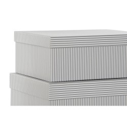 Jeu de Caisses de Rangement Empilables DKD Home Decor Gris Blanc Carré Carton (43,5 x 33,5 x 15,5 cm)