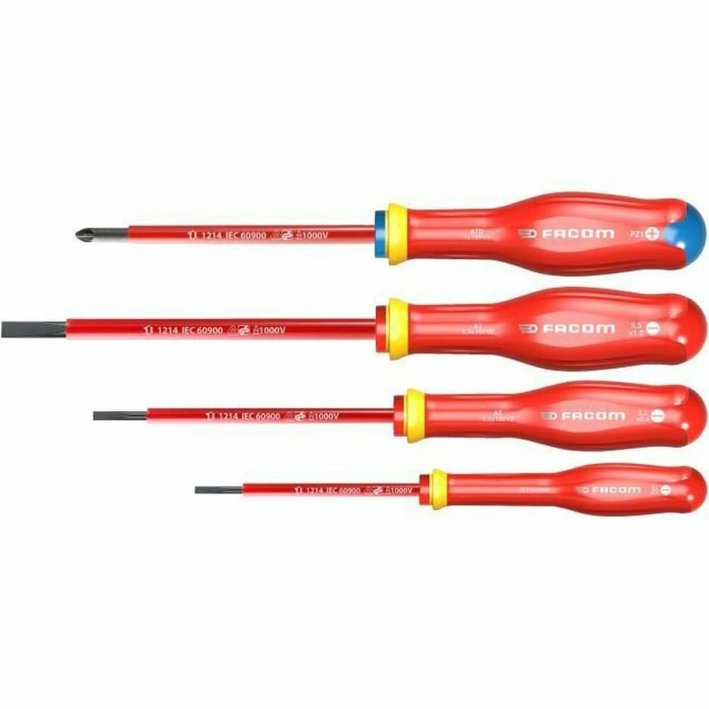 Screwdriver Set Facom Protwist Isolated 1000V AT4VEPB Flat Pozidriv 4 Pieces