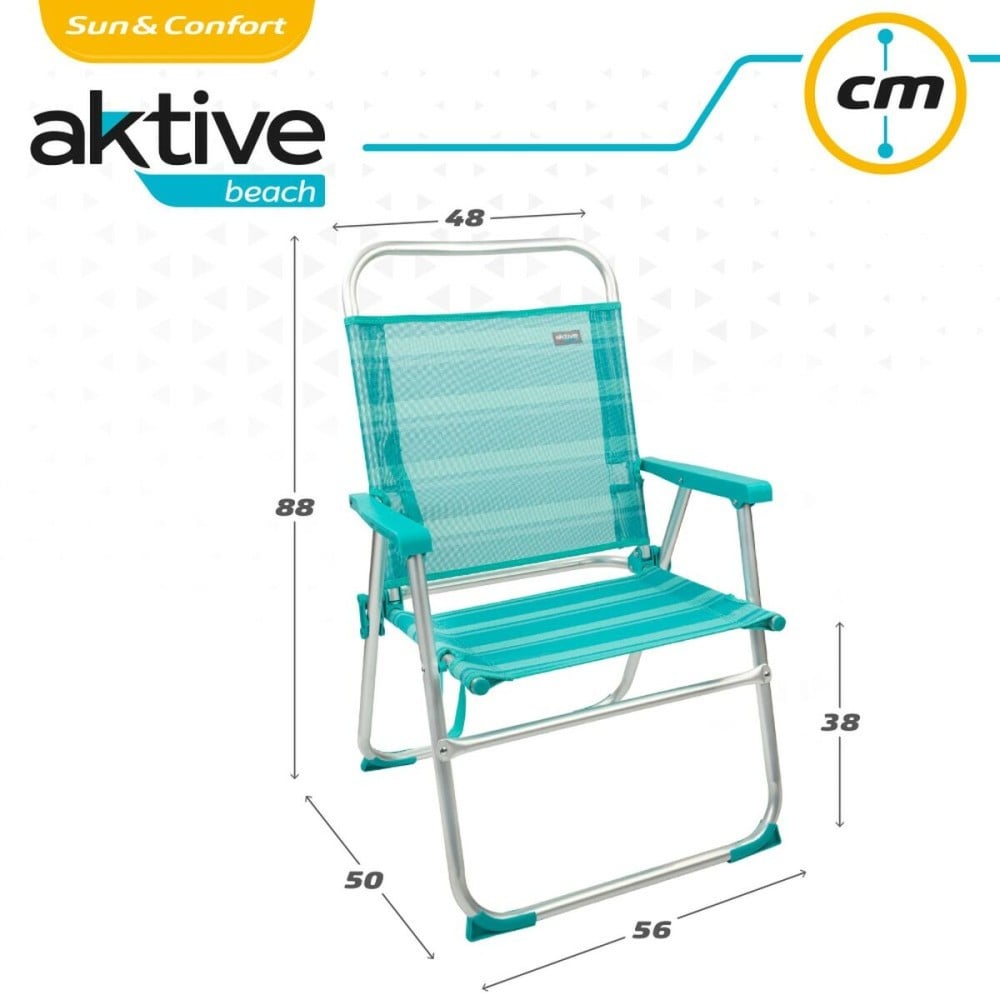 Chaise de Plage Aktive Turquoise 48 x 88 x 50 cm Aluminium Pliable (4 Unités)