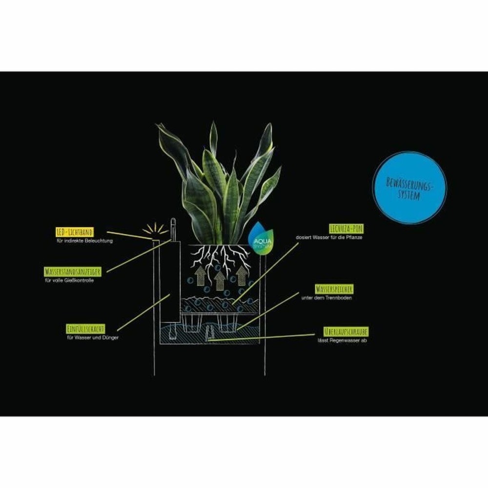 Selbstbewässernder Blumentopf Lechuza Grau 40 x 40 x 56 cm LED