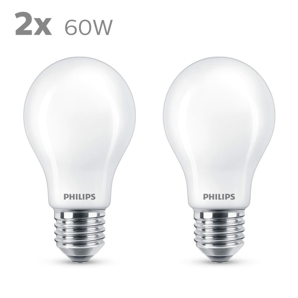 Lampe LED Philips Classic Standard 60 W Blanc E E27 (2700 K) (2 Unités)