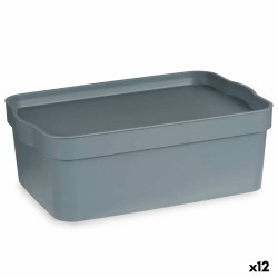 Aufbewahrungsbox mit Deckel Kipit TP593-2 Grau Kunststoff 6 L 21,5 x 11 x 32 cm (12 Stück)