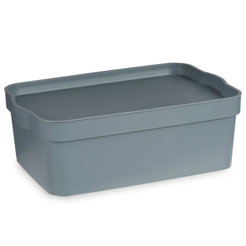 Storage Box with Lid Kipit TP593-2 Grey Plastic 6 L 21,5 x 11 x 32 cm (12 Units)