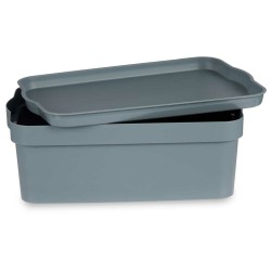 Boîte de rangement avec couvercle Gris Plastique 6 L (21,5 x 11 x 32 cm) (12 Unités)