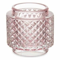 Kerzenschale Rosa Glas (9 x 8,8 x 9 cm) (12 Stück)