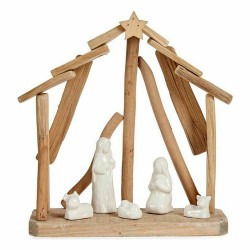 Weihnachtskrippe aus Keramik Braun Weiß 2 Stück 25 x 28 x 10 cm natürlich Holz (2 Stück)