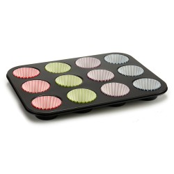 Moules à Muffins Multicouleur Plateau pour Four (7 x 7 x 3 cm) (35 x 3 x 26,5 cm) (12 Unités)