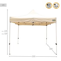 Gazebo Aktive Foldable Adjustable height Steel Polyester 420D Oxford Cream 300 x 320 x 300 cm