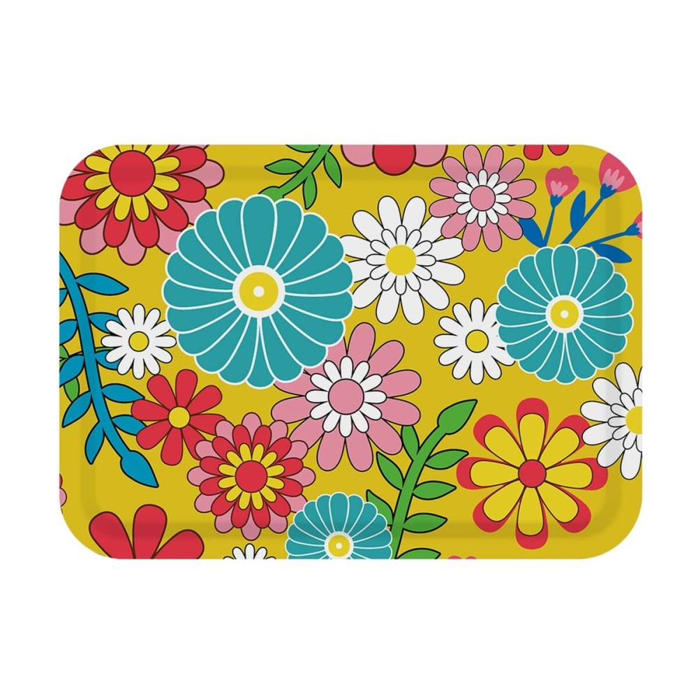 Tray Versa Yellow Polyethylene RPET 27 x 2,2 x 38 cm Flowers