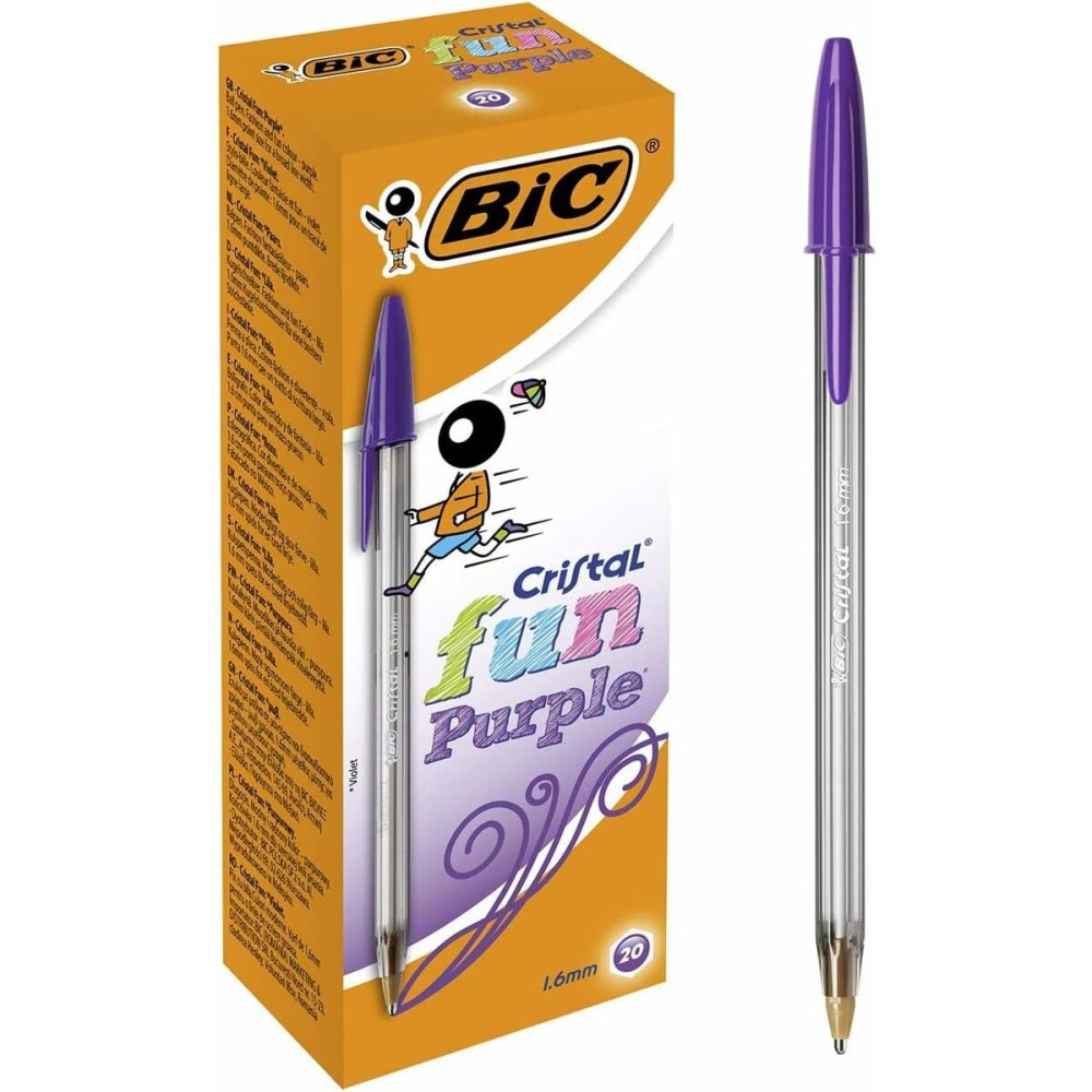 Ensemble de Stylos Bic Cristal Fun Pourpre 1,6 mm (18 Unités)