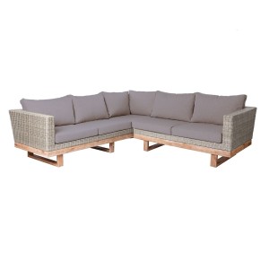 Garden sofa Patsy Grey Wood Rattan 235 x 230 x 64,5 cm