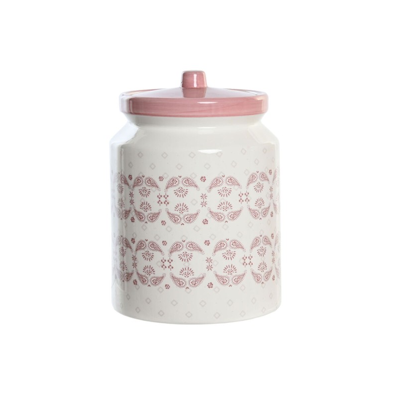 Boîte DKD Home Decor 15,5 x 15,5 x 21 cm Rose Blanc Dolomite