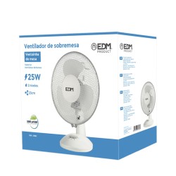 Table Fan EDM 33962 White 25 W Ø 23 x 36 cm