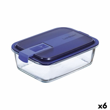 Lunchbox hermetisch Luminarc Easy Box Blau Glas (6 Stück) (1,22 L)