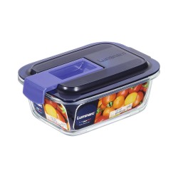 Hermetic Lunch Box Luminarc Easy Box Blue Glass (380 ml) (6 Units)