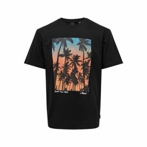 Herren Kurzarm-T-Shirt Only & Sons Onskolton Reg Beach Schwarz