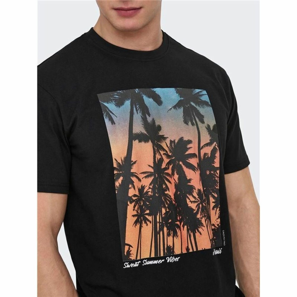 Herren Kurzarm-T-Shirt Only & Sons Onskolton Reg Beach Schwarz