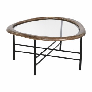 Table Basse Home ESPRIT Marron Noir Naturel Verre Bois d'épicéa 76 x 81 x 38 cm