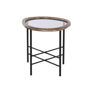 Table Basse Home ESPRIT Marron Noir Naturel Verre Bois d'épicéa 61 x 50 x 53 cm