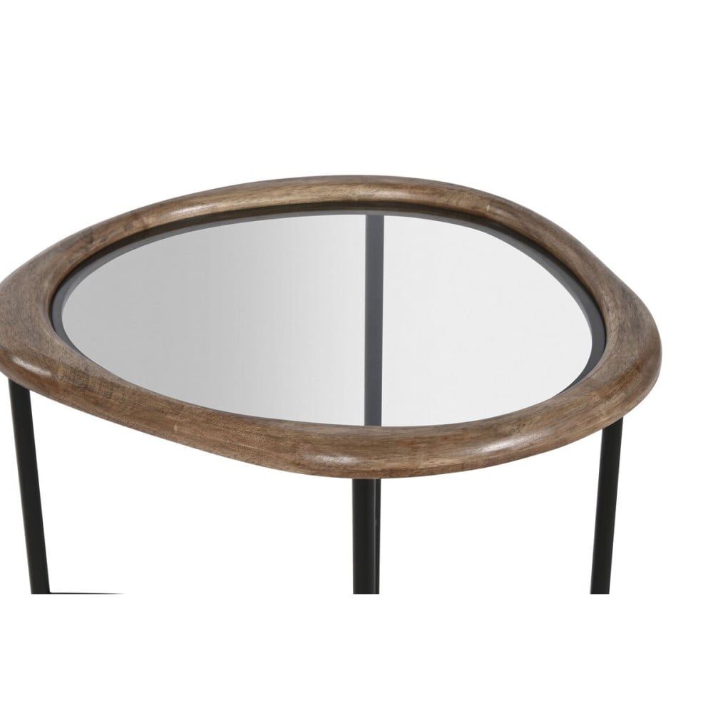 Table Basse Home ESPRIT Marron Noir Naturel Verre Bois d'épicéa 61 x 50 x 53 cm