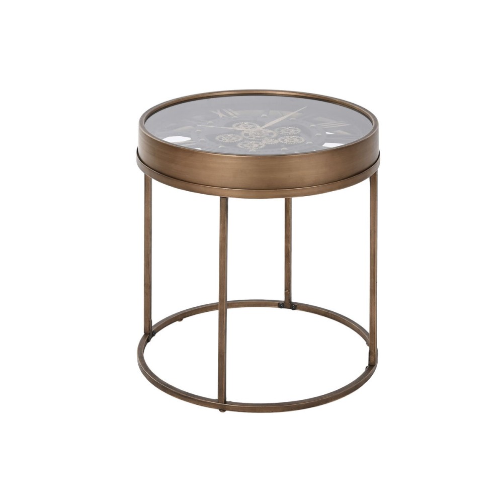 Petite Table d'Appoint Home ESPRIT Noir Doré Métal Verre 48 x 48 x 51 cm