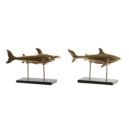 Decorative Figure DKD Home Decor 32 x 10,5 x 19,5 cm Black Golden (2 Units)