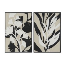 Painting Home ESPRIT White Black Beige Leaf of a plant Urban 63 x 4,3 x 93 cm (2 Units)