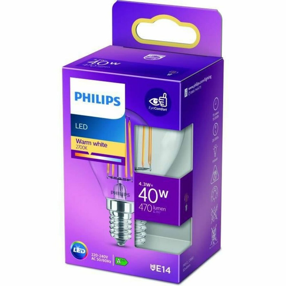 Ampoule LED Sphérique Philips Classic 40 W E14 F 4,3 W (2700k)