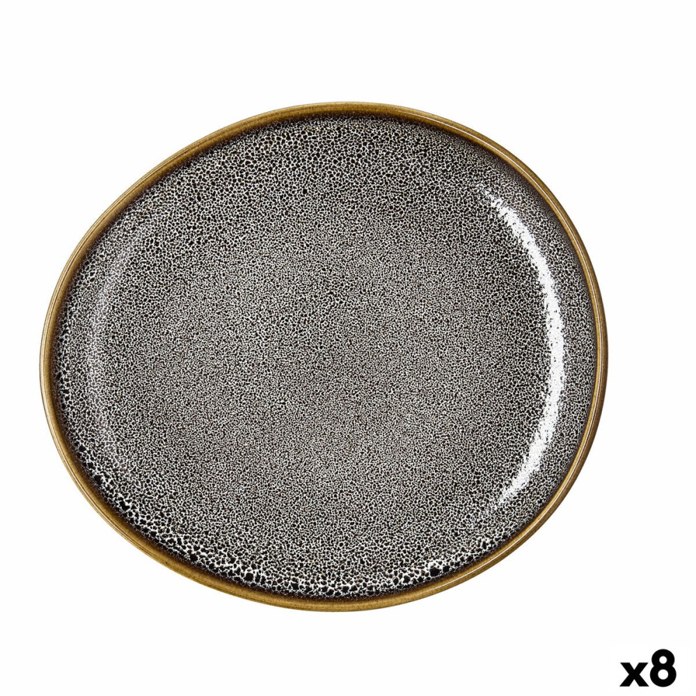 Assiette plate Ariane Jaguar Freckles Marron Céramique Oblongue 25 cm (8 Unités)