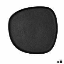 Flacher Teller Bidasoa Fosil Schwarz aus Keramik karriert 26,3 x 25,5 x 2,4 cm (6 Stück)