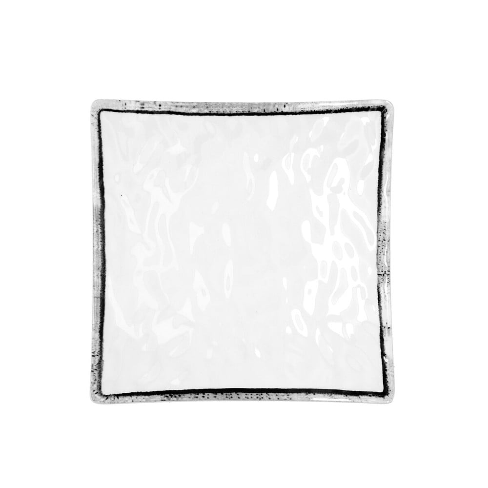 Assiette plate Quid Select Filo Blanc Noir Plastique Carré 19 x 19 x 4,5 cm (12 Unités)