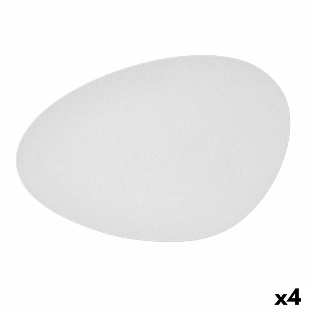 Snack tray Bidasoa Fosil White Ceramic Aluminium Oxide Oval 39,1 x 26,3 x 3,4 cm (4 Units)