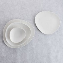 Snack tray Bidasoa Fosil White Ceramic Aluminium Oxide Oval 39,1 x 26,3 x 3,4 cm (4 Units)