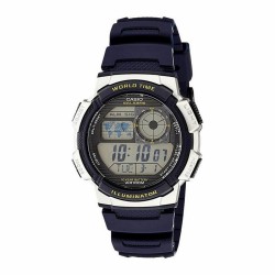 Montre Homme Casio WORLD TIME ILLUMINATOR - 5 ALARMS, 10 YEAR BATTERY Noir Gris (Ø 40 mm) (Ø 43 mm)