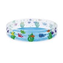 Bestway Piscine Gonflable Enfant 3 Anneaux Transparent Vie Marine 152x30 cm +2 Ans Jardin 51004