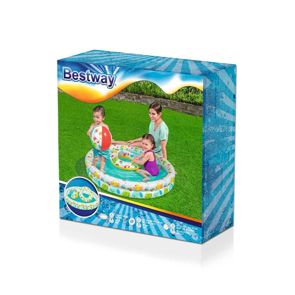 Bestway Piscine Gonflable Enfant 2 Anneaux Ensemble 122x20 cm +2 Ans Jardin 51124