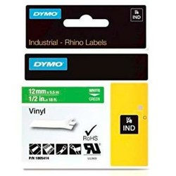 Laminiertes Klebeband zur Kennzeichnung von Maschinen Rhino Dymo ID1-12 12 x 5,5 mm Weiß grün Vinyl Selbstklebend (5 Stück)