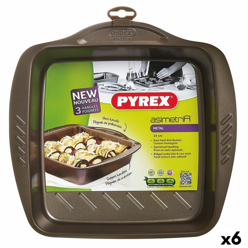 Backform Pyrex Asimetria karriert Schwarz Metall 24 x 24 cm (6 Stück)