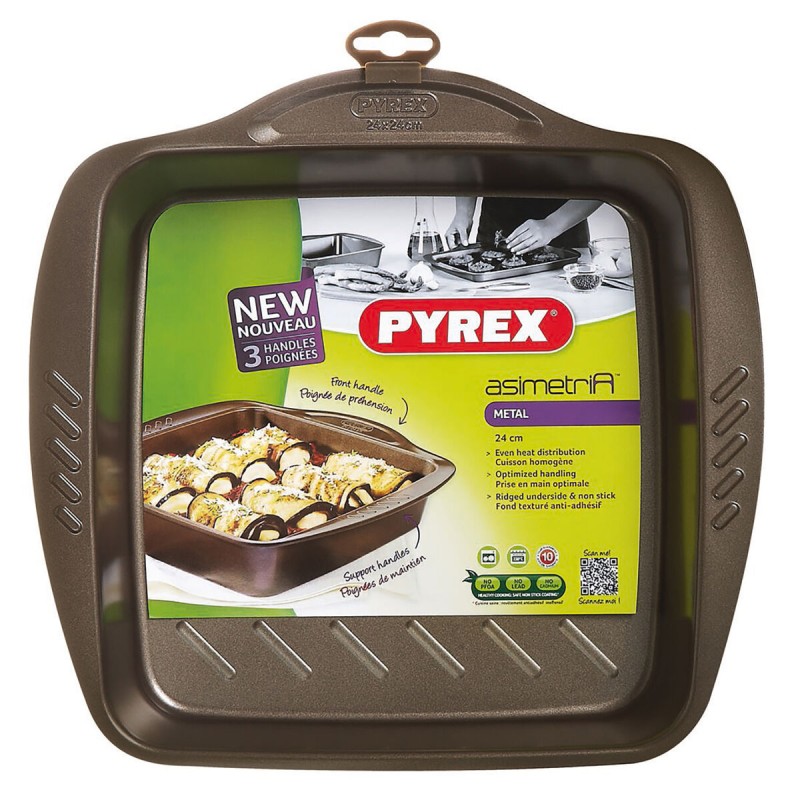 Moule pour four Pyrex Asimetria Carré Noir Métal 24 x 24 cm (6 Unités)