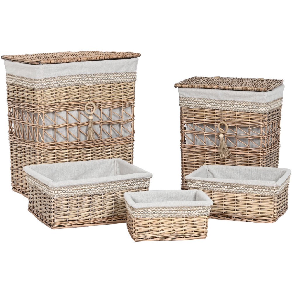 Korb für schmutzige Wäsche Home ESPRIT Beige natürlich korb Shabby Chic 47 x 35 x 55 cm 5 Stücke