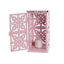 Laterne Home ESPRIT Weiß grün Rosa Eisen Orientalisch 10 x 10 x 30 cm (4 Stück)