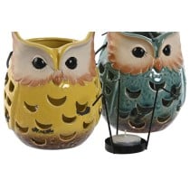 Lantern Home ESPRIT Yellow Jade Metal Porcelain Owl 12 x 12 x 15 cm (2 Units)